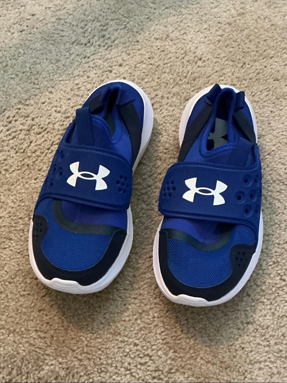 Under Armour  Royal Blue and White Hook-and-Loop Sneakers
